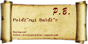 Polónyi Balár névjegykártya